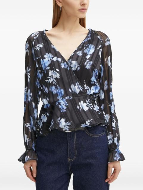 GUESS USA floral-print wrap blouse