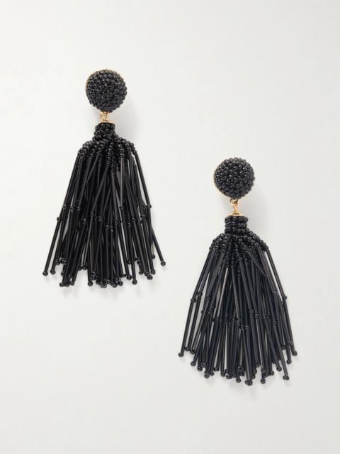 CAROLINA HERRERA Tasseled Beaded Gold-tone Earrings
