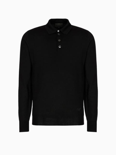 Virgin-wool jumper with polo-shirt collar