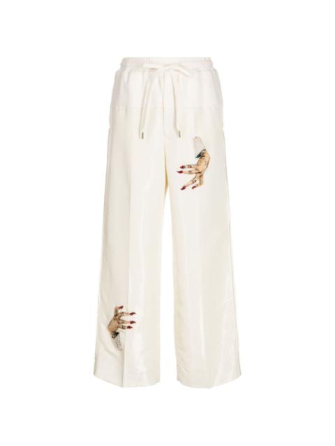 UNDERCOVER bead-embellished palazzo trousers