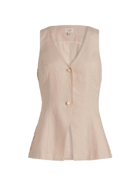 CAMI NYC Women's Sabella Linen-Cotton Vest - Cannoli
