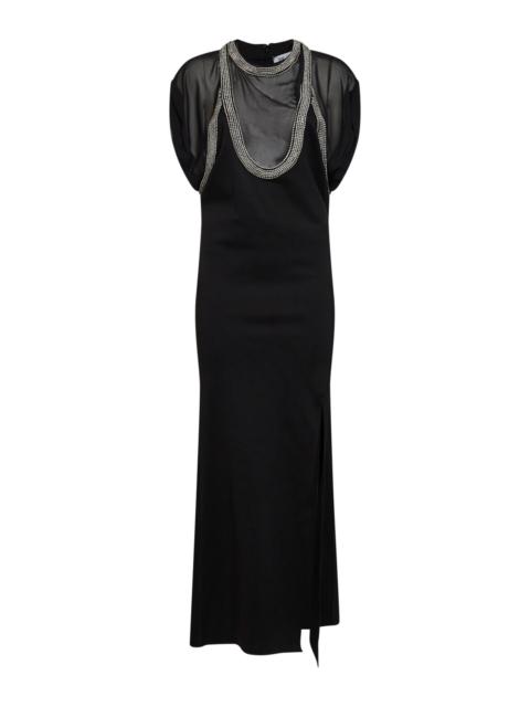THE ATTICO Black stretch crepe layered-effect maxi dress
