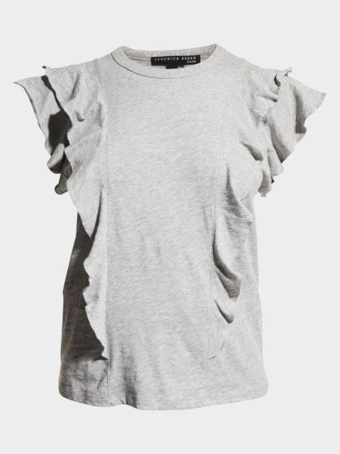 VERONICA BEARD Bea Short-Sleeve Crewneck Ruffle Tee
