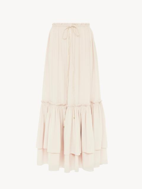 Chloé RUFFLED LONG SKIRT IN SILK MOUSSELINE