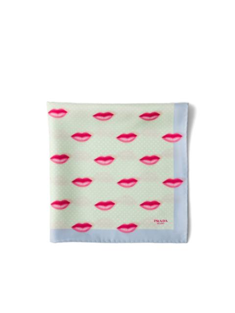 Prada printed silk twill scarf 55 x 55 cm