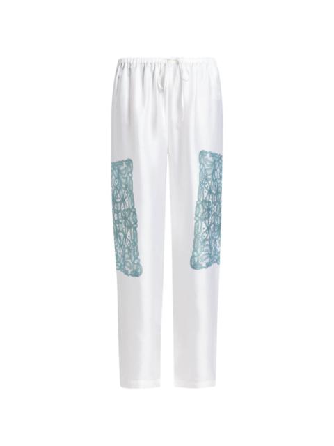 BITE Studios lace-print silk trousers