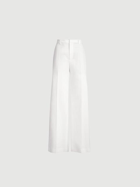 Brunello Cucinelli Cotton and paper yarn diagonal loose flared trousers with monili
