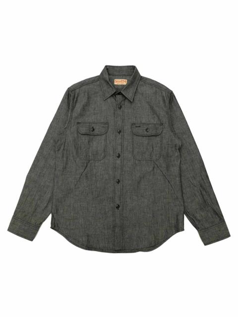SUGAR CANE BLACK CHAMBRAY WORK SHIRT - SC29159