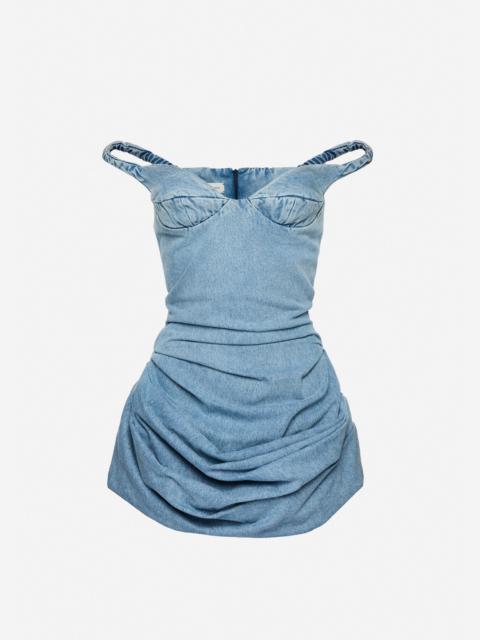 MAGDA BUTRYM Off-shoulder bustier denim dress in light blue