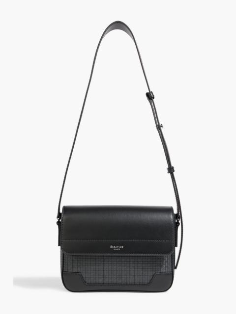 Serapian Leather and embossed coated-canvas messenger bag