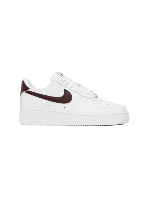 White & Burgundy Air Force 1 '07 Sneakers