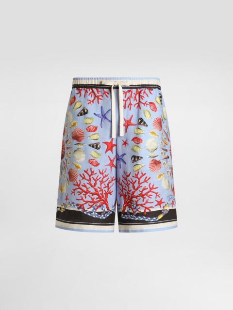 Dolce & Gabbana Shell-print linen canvas trousers