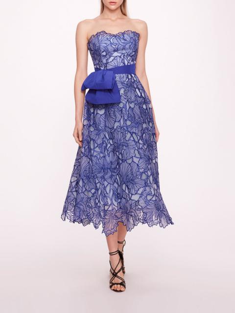 Marchesa IRIS CUTWORK MIDI DRESS