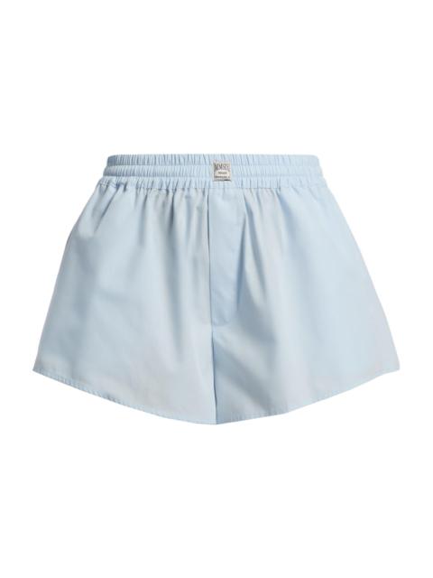 MM6 Maison Margiela Women's Logo Poplin Boxer-Style Shorts - Light Blue