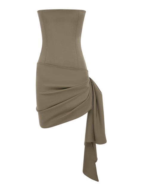 ALEX PERRY Draped Wool Mini Dress green