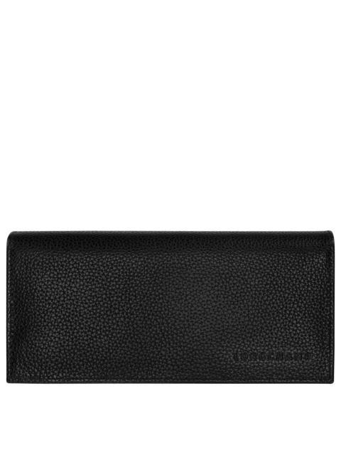 Longchamp Le Foulonné Long continental wallet Black - Leather