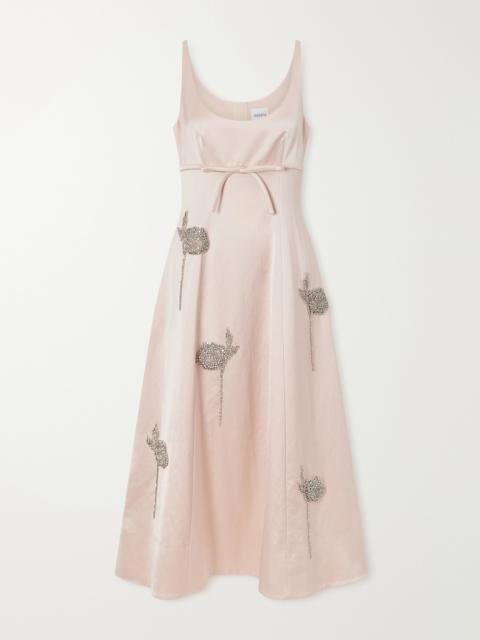 Erdem Embroidered Satin Midi Dress