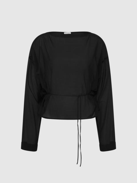 ST. AGNI Stretch Silk Bateau Top - Black