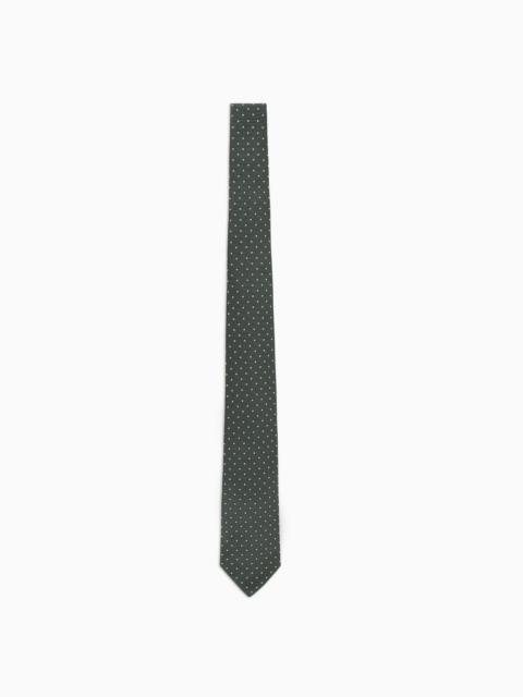 EMPORIO ARMANI Pure silk tie with jacquard polka dot-effect micro-check