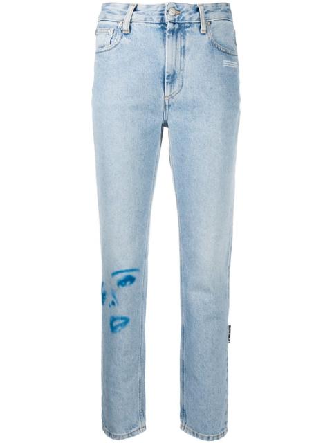 Off-White printed faces straight-leg jeans
