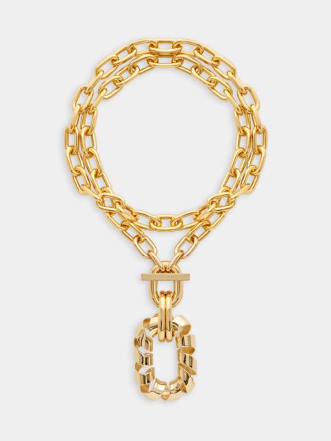 rabanne GOLD DOUBLE XL LINK TWIST NECKLACE WITH PENDANT