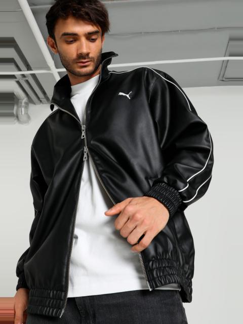 T7 Pleather Men's Track Jacket