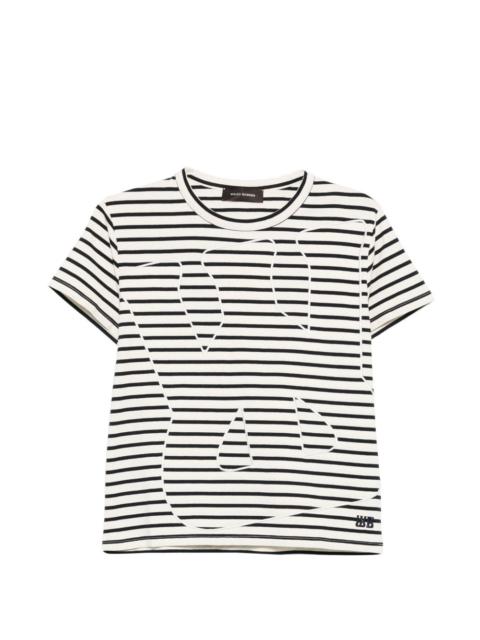 WALES BONNER striped-pattern graphic-print T-shirt