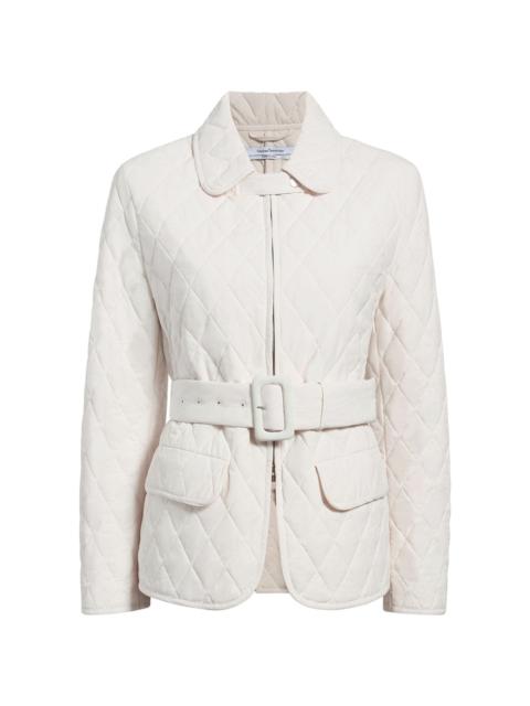 diamond-quilted belted puffer jacket