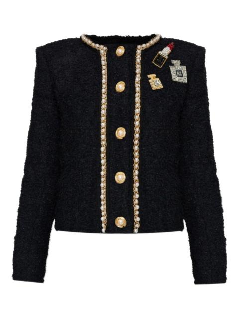 Balmain patch-detail tweed jacket