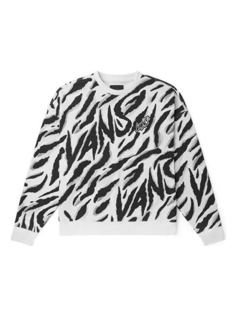 Vans Vans Tiger Stripes Pattern Round Neck Pullover White Black VN0002BPYM8