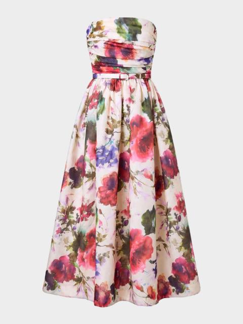 NICHOLAS Elly Strapless Floral-Print Maxi Dress