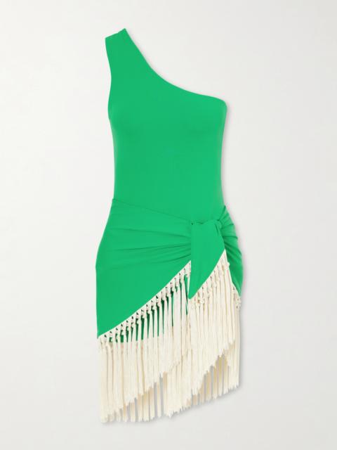 Taller Marmo Yacare Swimsuit And Fringed Pareo Set