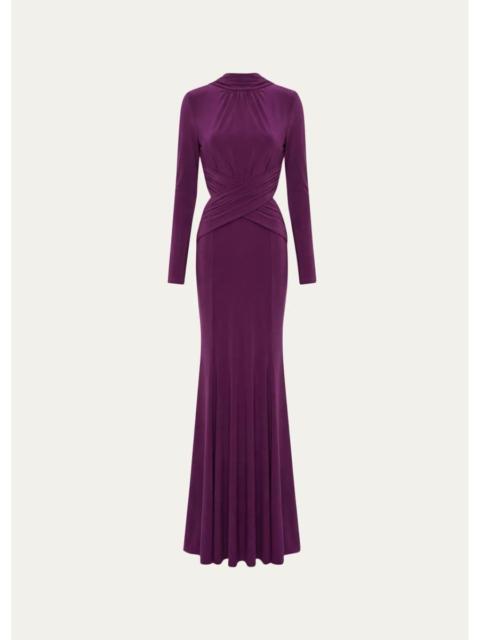 THE NEW ARRIVALS ILKYAZ OZEL Baja Draped Backless Maxi Dress