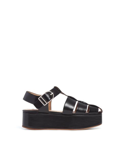 Mila Plateau Sandal in Black Leather