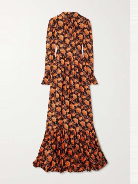 Visconti tiered ruffled floral-print crepe maxi dress