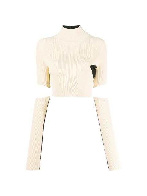 Off-White ribbed knitted cropped top