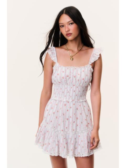 LoveShackFancy Maralina Cherry Stripe Mini Dress