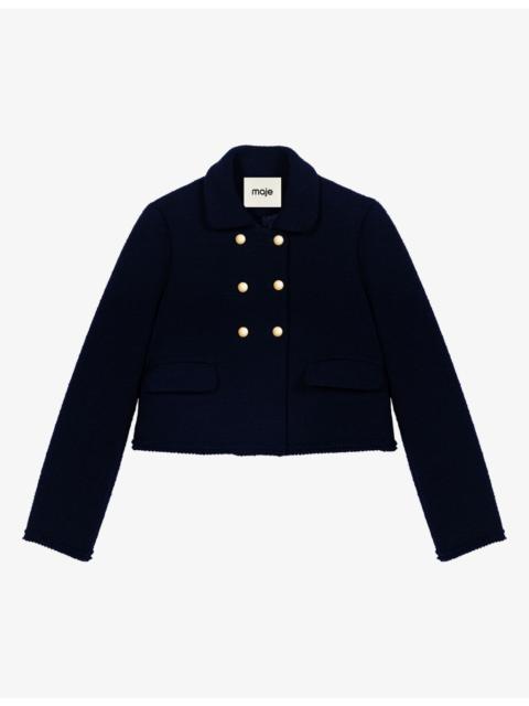 maje Double-Breasted Cropped Tweed Jacket