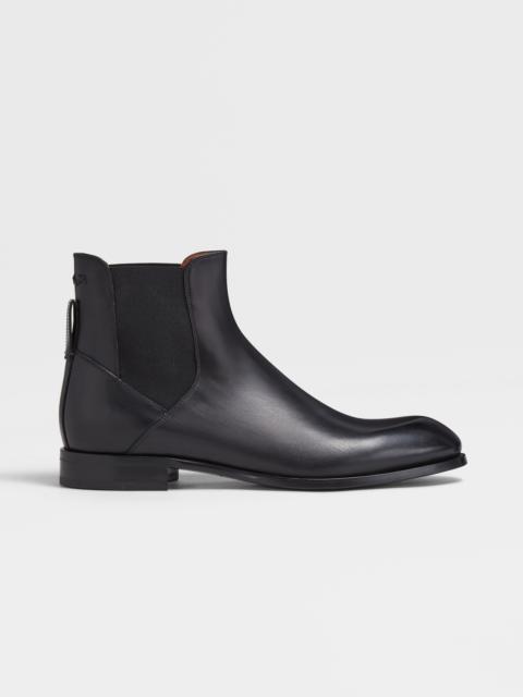 ZEGNA BLACK HAND-BUFFED LEATHER VIENNA BLAKE CHELSEA BOOTS