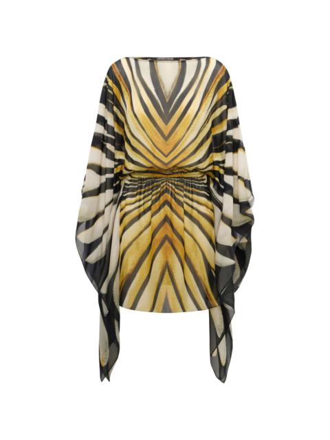 Ray of Gold print chiffon silk dress