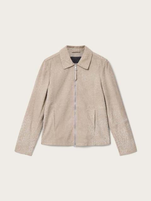 ALLSAINTS HOCKLEY SUEDE ANIMAL PRINT JACKET
