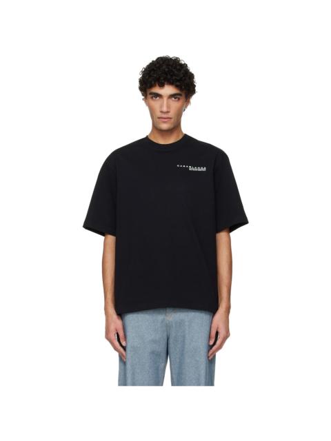 CASABLANCA Black Glitch Orchid Oversized Short Sleeve T‑shirt