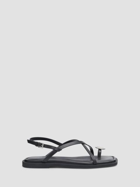 rag & bone Women's Remi Leather Toe Ring Flat Sandals - Black