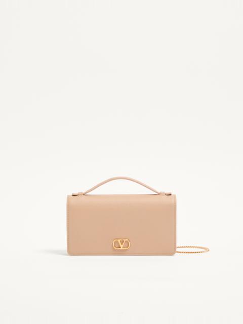 Valentino VLOGO SIGNATURE GRAINY CALFSKIN WALLET WITH CHAIN