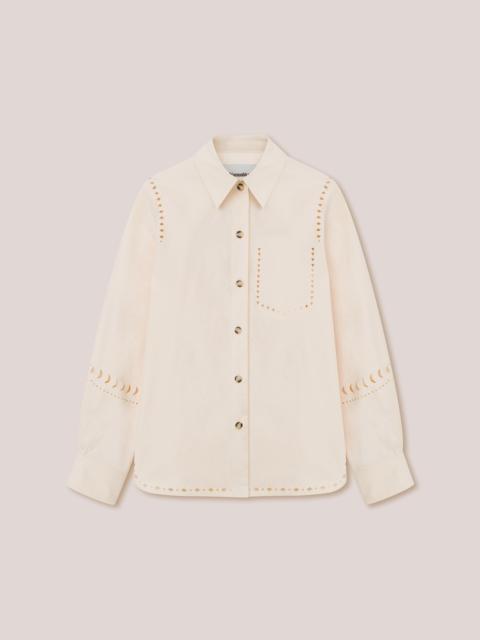 Nanushka MOA - Heavy poplin laser-cut shirt - Creme