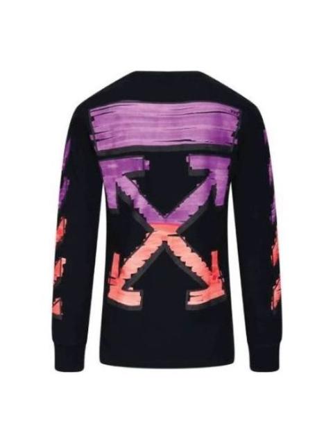 Off-White Off-White Mens Black Long-Sleeve Diagonal Striped OMAB001R21JER0031032
