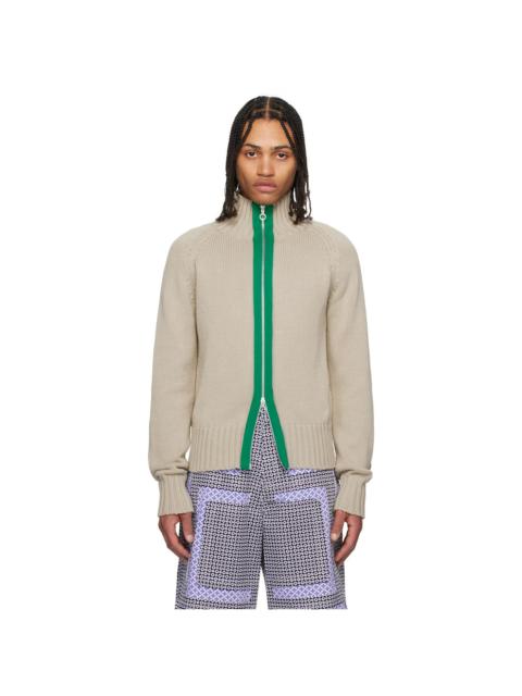 EDWARD CUMING Beige Chakra Knit Track Jacket