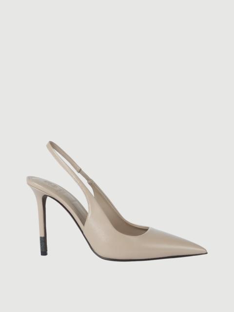Brunello Cucinelli Calfskin slingback heels with monili
