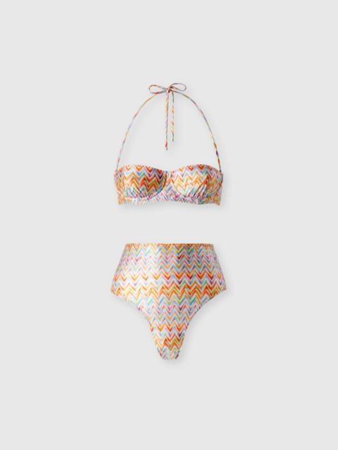 Missoni Bikini with high-waisted bottoms and zig zag pattern