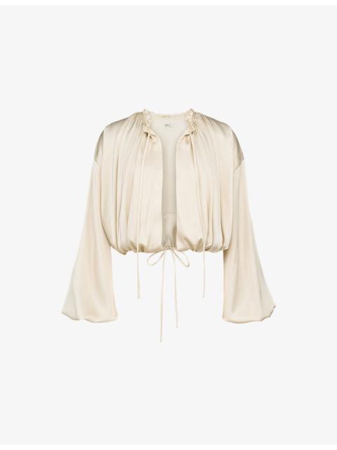 House of CB Talia Tie-Neck Satin Blouse